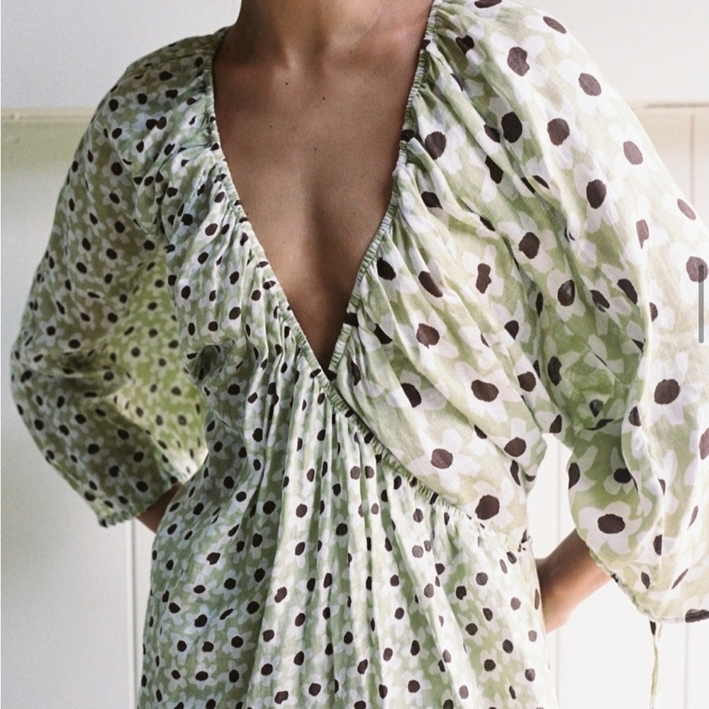 Zulu & Zephyr Olive Daisy Linen dress